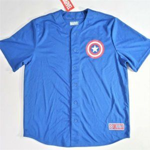 Captain America Baseball Jersey - Men's Size XL - Blue - Marvel